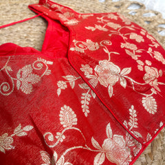 ORGANGE BLOSSOM BROCADE SILK READYMADE BLOUSE ✨(SU 886)