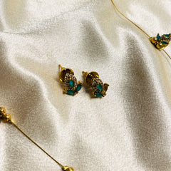 EMERALD GREEN DROPS INVISIBLE NECKLACE SET (SJ 181)