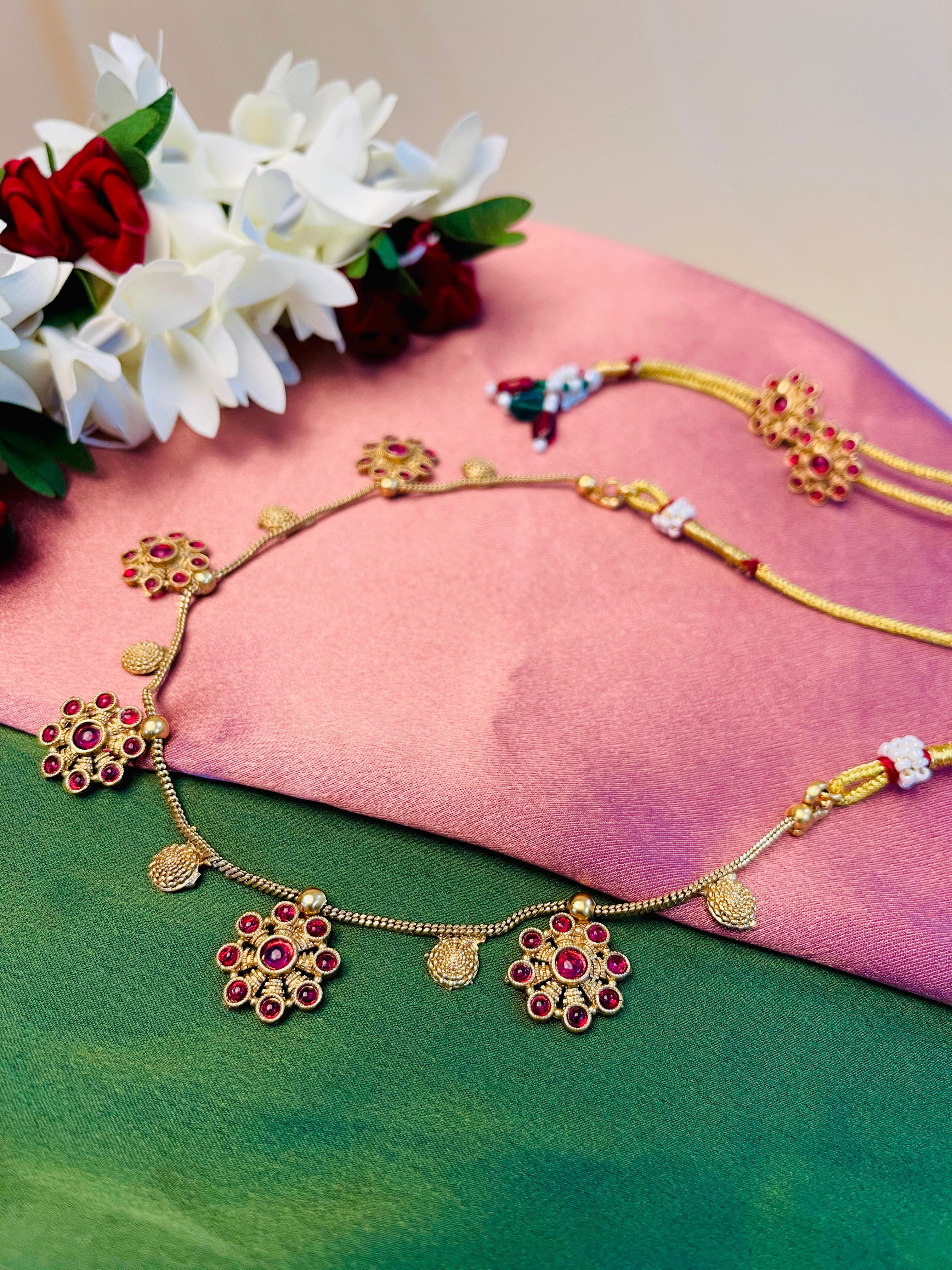 Elegant Floral Ruby Choker Necklace Set – SimplyUnni