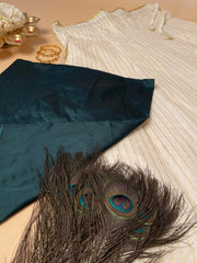 Green off white dhavani set