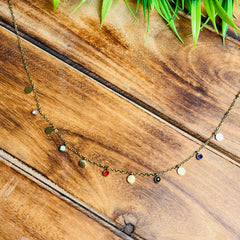 Multi Colour Gemstone💎Anti Tarnished Necklace ✨(SJ 156)