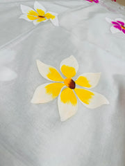 ANANYA🌸HAND PAINTED FLORAL MUL COTTON SAREE ✨(SU 809)