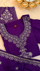 Violet Salwar set with bag (SU 394)