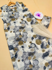 Ash V neck round print Co-ord set (SU 364)