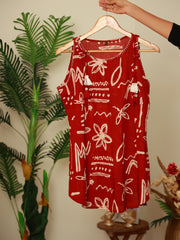 BRICK RED SHORT KURTHI WITH DAZZELS (SU 403)