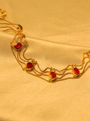 Red Stone Chandrakor Layered Necklace ✨