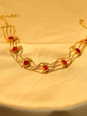 Red Stone Chandrakor Layered Necklace ✨