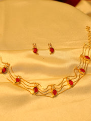 Red Stone Chandrakor Layered Necklace ✨