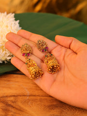 Temple Lekshmi Pink & Green Jhumka(SJ 69)