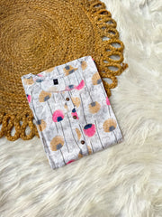 White Kurti Top With Pink & Floral Print ( SU 193 )