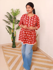 BRICK RED SHORT KURTI (SU 355)