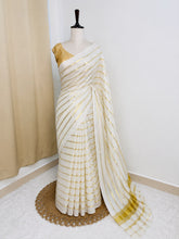 Golden kasavu stripes Cotton Set Saree with Border (SU 560)