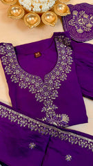Violet Salwar set with bag (SU 394)