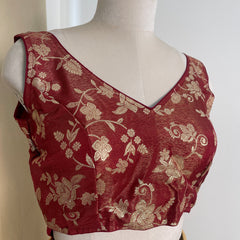 MAROON ELEGANCE✨BROCADE READYMADE BLOUSE (SU 882)