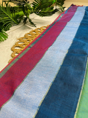 SAPTIKA🌈✨MULTICOLOURED STRIPES DESIGN KHADI COTTON SAREE (SU 826)