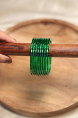 Green jelly bangles - set of 8 ( SJ 149)