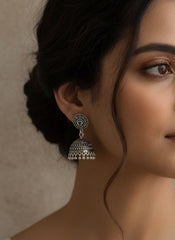 Oxidized Peacock Jhumka Earrings ( SJ 96 )