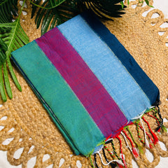SAPTIKA🌈✨MULTICOLOURED STRIPES DESIGN KHADI COTTON SAREE (SU 826)
