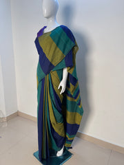 MITHRA 🦚 MULTICOLOURED STRIPES KHADI COTTON SAREE (SU 855)