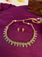 Traditional Necklace & Earring Set with Multi-Colored Stones