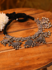 Oxidized Silver Tribal Necklace Set with Jhumka Earrings