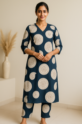 Navy Blue Mandala Print Cob Ord Set