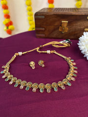 Traditional Necklace & Earring Set with Multi-Colored Stones