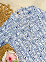 Light Blue Printed Short Kurti (SU 65)