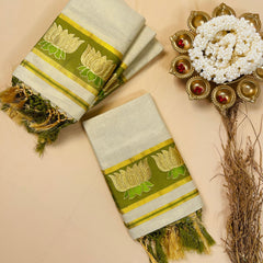 Pista Green Lotus Saree - Elegant Saree (SU 586)