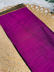RAGINI🌸MAGENTA PURPLE & BLACK WITH GOLD ZARI BORDER KHADI MUL COTTON SAREE ( 8476