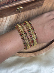 Rajwadi Ruby Heritage Bangles -set of 2 (SJ 166)