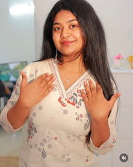 Linen blend Off white Kurtha Top - SU 368