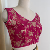 RANI PINK BROCADE SILK READYMADE BLOUSE ✨(SU 883)