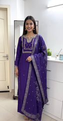 ZEHNAB EMBROIDERY PREMIUM VIOLET SALWAR SUIT (SU 328)