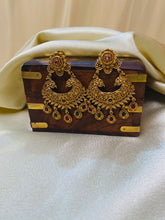 Antique Peacock Chandbali Earrings with Multicolor Stone Drops