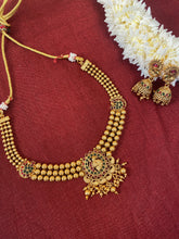 Traditional Peacock Design Necklace Set & Jhumkas