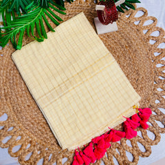 ചന്ദ്രിക🌼✨SOFT CREAM MUL COTTON WITH ELEGANT WOVEN CHECKS SAREE (SU 860)