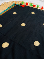 NOIR DOTS🖤BLACK MUL COTTON SAREE (SU 868)