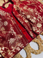 MAROON ELEGANCE✨BROCADE READYMADE BLOUSE (SU 844)