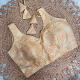 CHAMPAGNE GOLD BROCADE SILK READYMADE BLOUSE (SU 885)