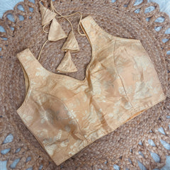 CHAMPAGNE GOLD BROCADE SILK READYMADE BLOUSE (SU 885)