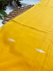 SUNSHINE☀️✨SUN YELLOW WITH WHITE THREAD DESIGN PREMIUM MUL COTTON SAREE (SU 835)