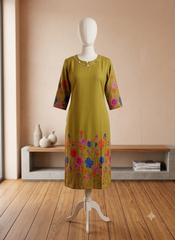OLIVE FLORAL MIRROR NECK CO ORD SET (SU 664)