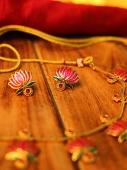 Pink Lotus Necklace with round base stone ✨