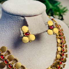 RUBY COIN BLOOM CHOKER WITH EARRINGS (SJ 189)