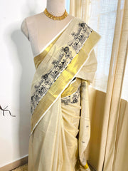 KERALA FOLK ART✨🌼 TISSUE KASVU SAREE(SU 789)
