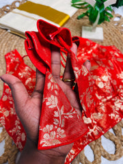SUNSET ORANGE✨BROCADE READYMADE BLOUSE (SU 845)