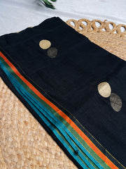 NOIR DOTS🖤BLACK MUL COTTON SAREE (SU 868)