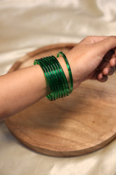 Green jelly bangles - set of 8 ( SJ 149)