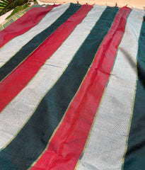 TRIDHARA🍃✨MULTICOLOURED STRIPES DESIGN KHADI COTTON SAREE (SU 825)